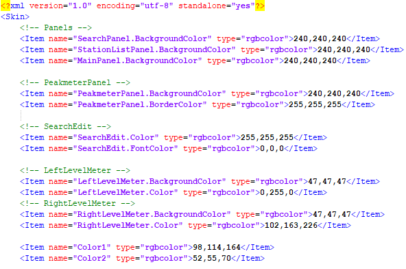 Example of skin xml
