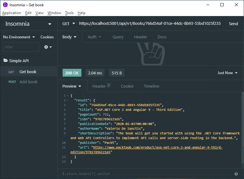 SimpleApi GetBook Insomnia